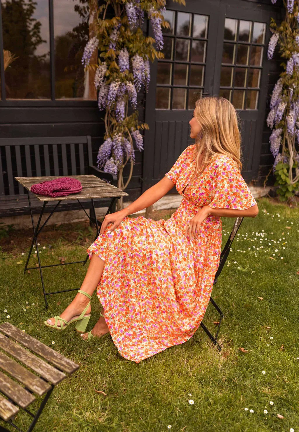 Floral Flutter Sleeve Maxi Dress
