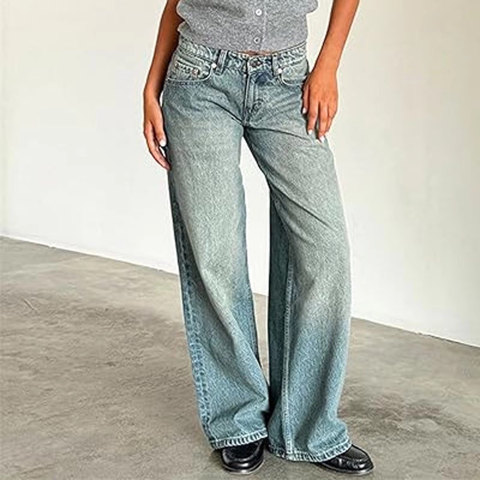Women's Wide-Leg Jeans - Sky Blue