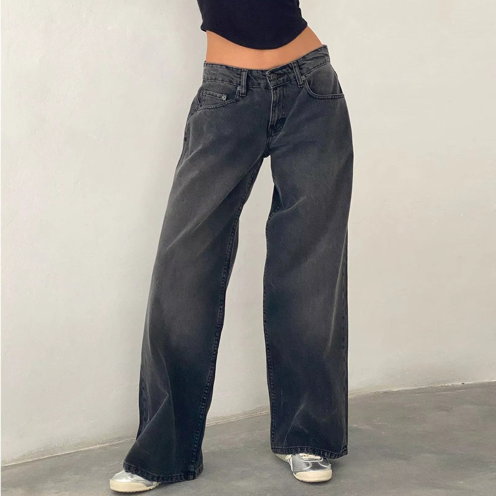 Women's Wide-Leg Jeans - Gray
