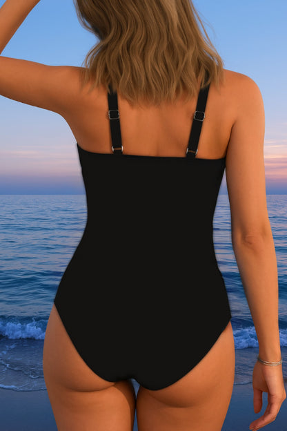 Striped Ruched One Piece Swimsuit