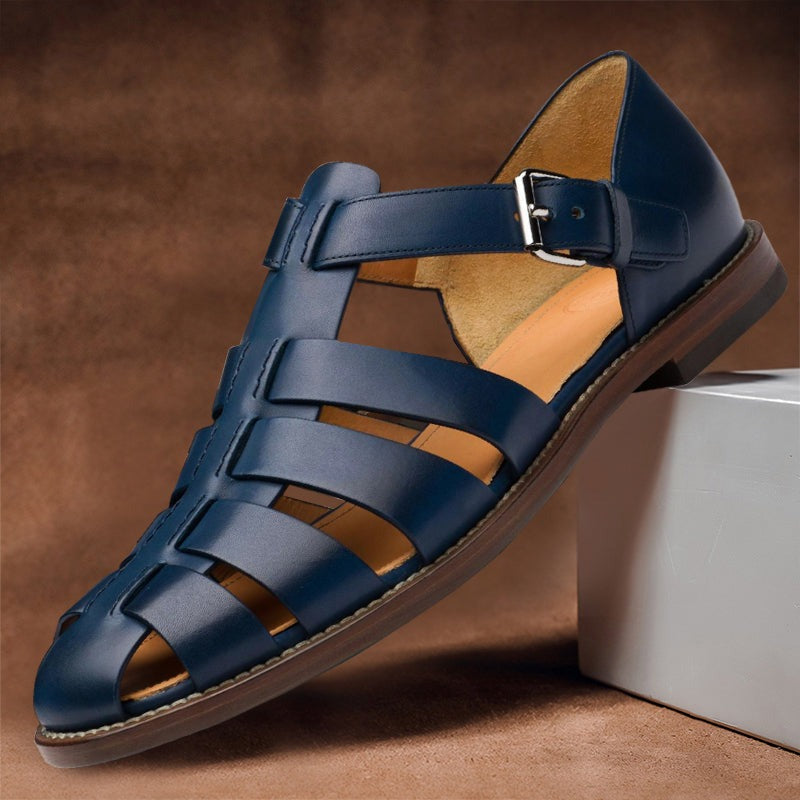 Leather Fisherman Sandals - Blue