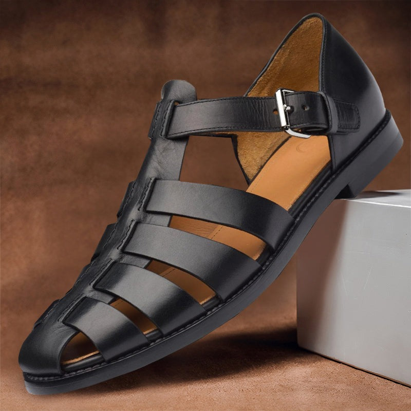 Leather Fisherman Sandals - Black