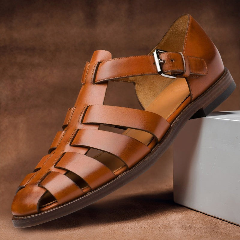 Leather Fisherman Sandals - Brown