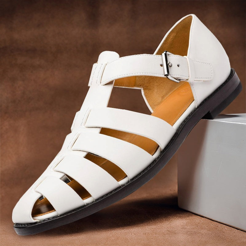 Leather Fisherman Sandals - White