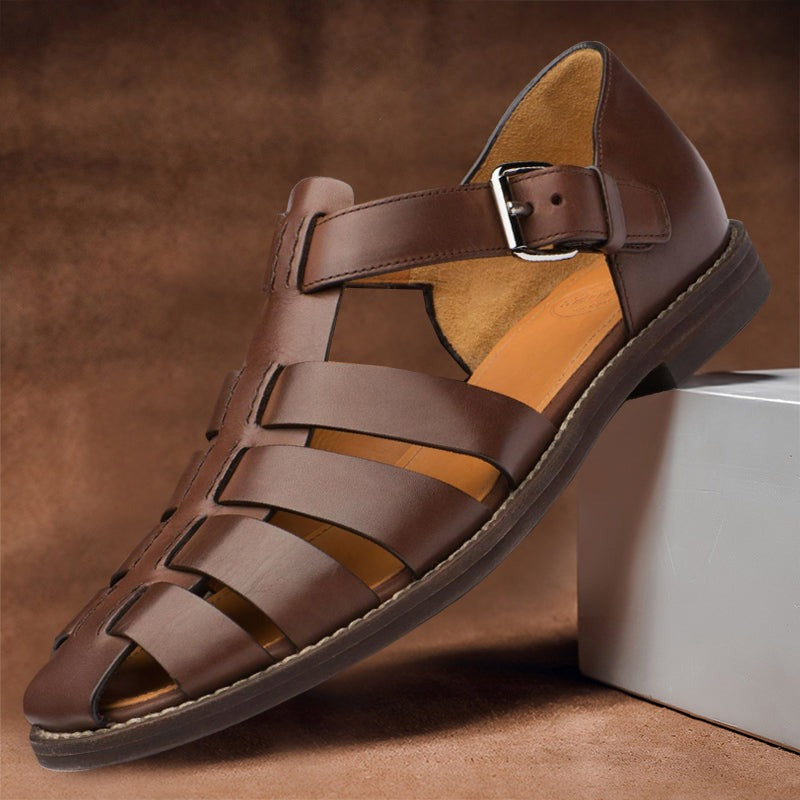 Leather Fisherman Sandals - Dark Brown