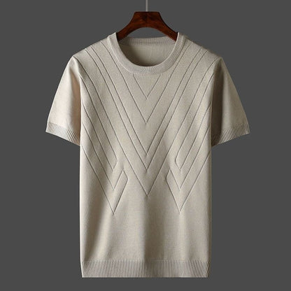 Short Sleeve Knit Sweater - Beige