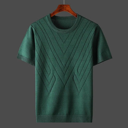 Short Sleeve Knit Sweater - Green