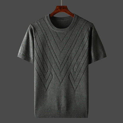 Short Sleeve Knit Sweater - Gray
