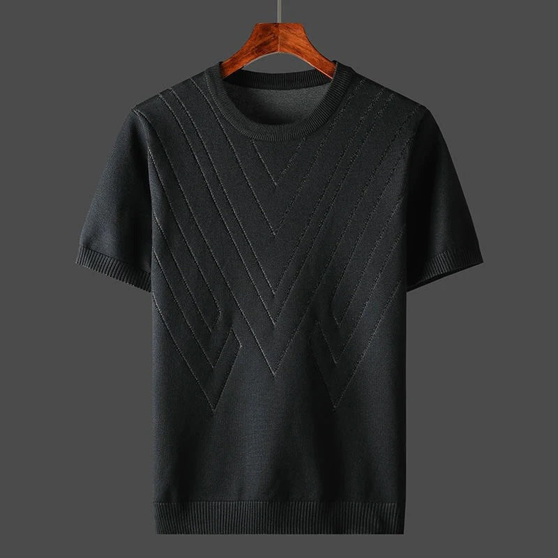 Short Sleeve Knit Sweater - Black