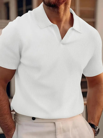 Waffle Knit Polo Shirt - White