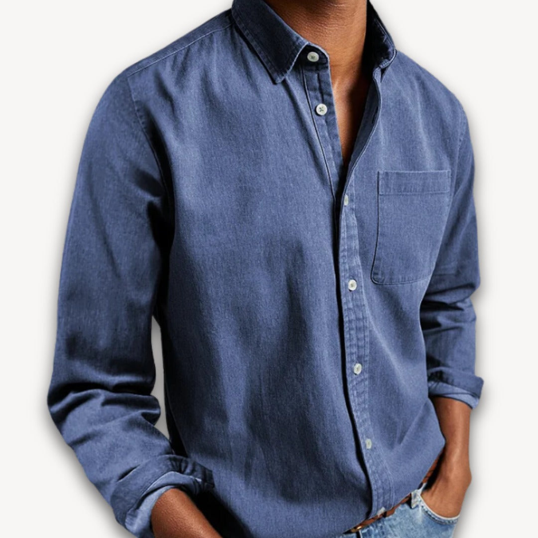 Casual Long Sleeve Shirt - Royal Blue
