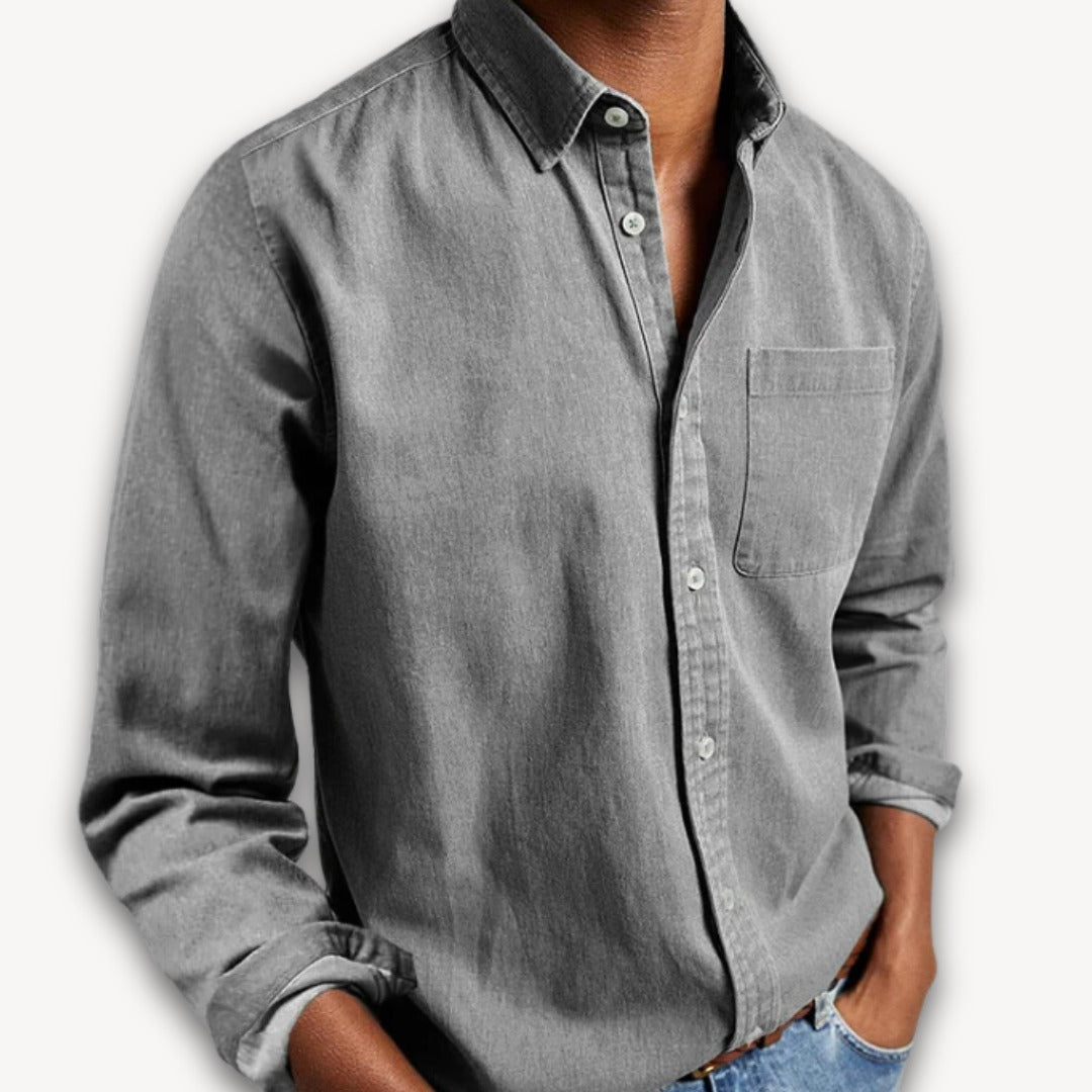 Casual Long Sleeve Shirt - Grey