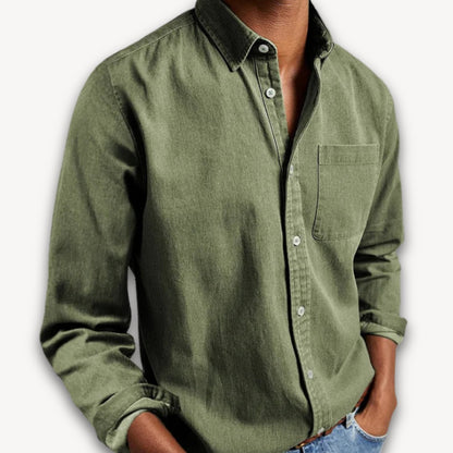 Casual Long Sleeve Shirt - Dark Green