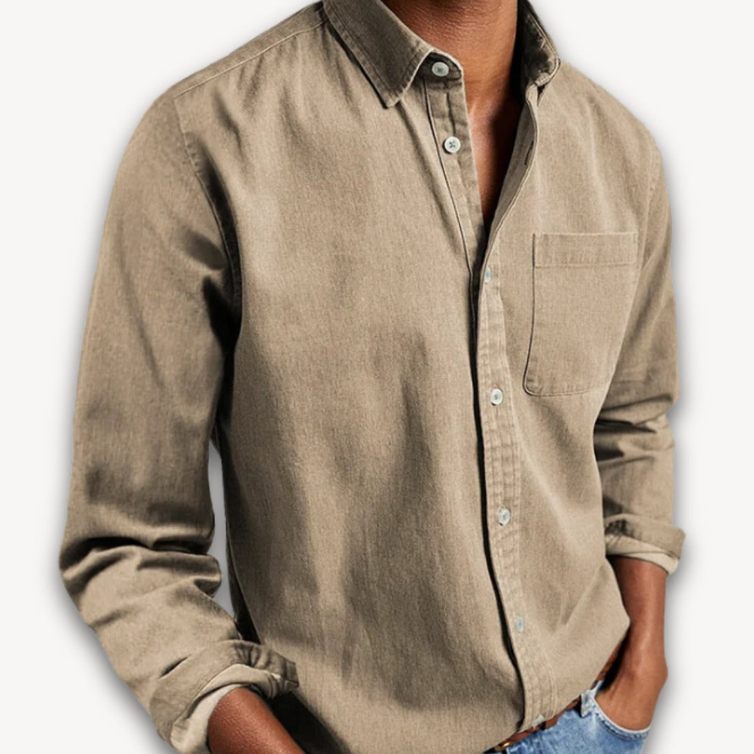 Casual Long Sleeve Shirt - Khaki