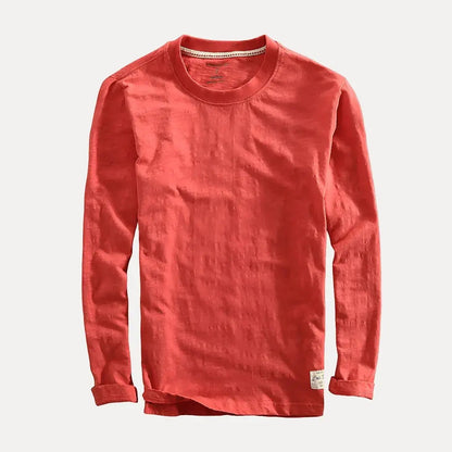Crew Neck Long Sleeve T Shirt - Salmon Pink