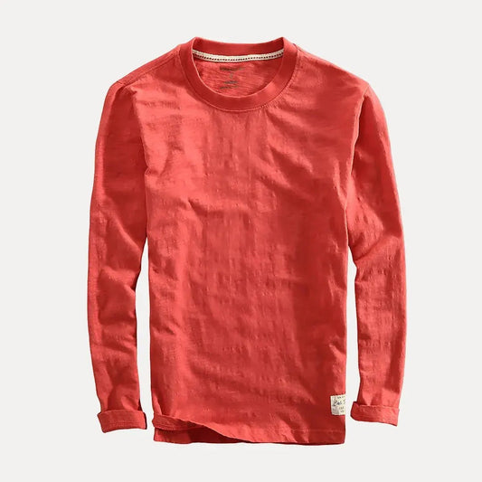 Crew Neck Long Sleeve T Shirt - Salmon Pink