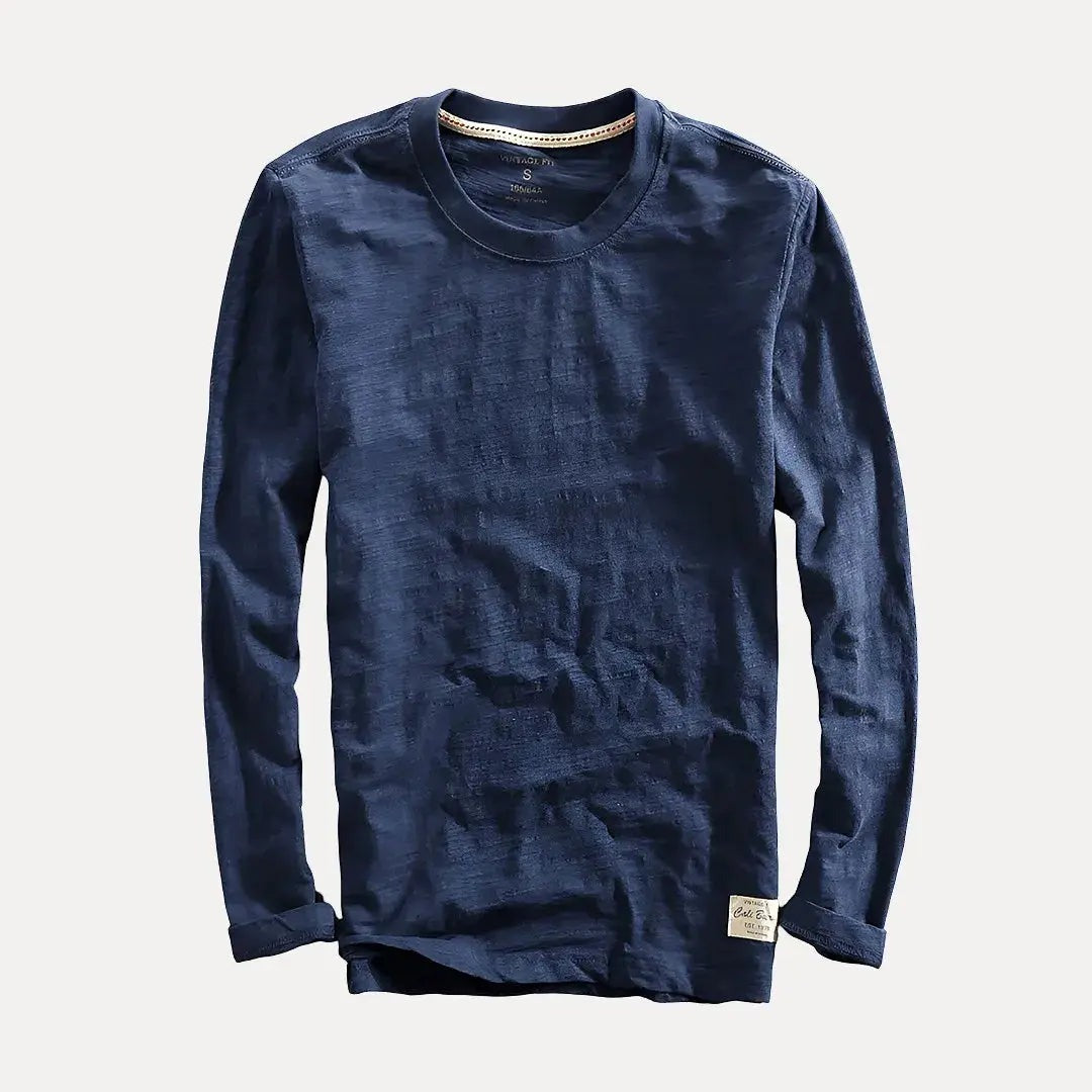 Crew Neck Long Sleeve T Shirt - Midnight Navy