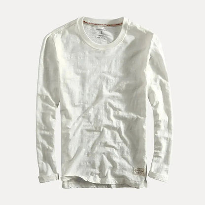 Crew Neck Long Sleeve T Shirt - Arctic White