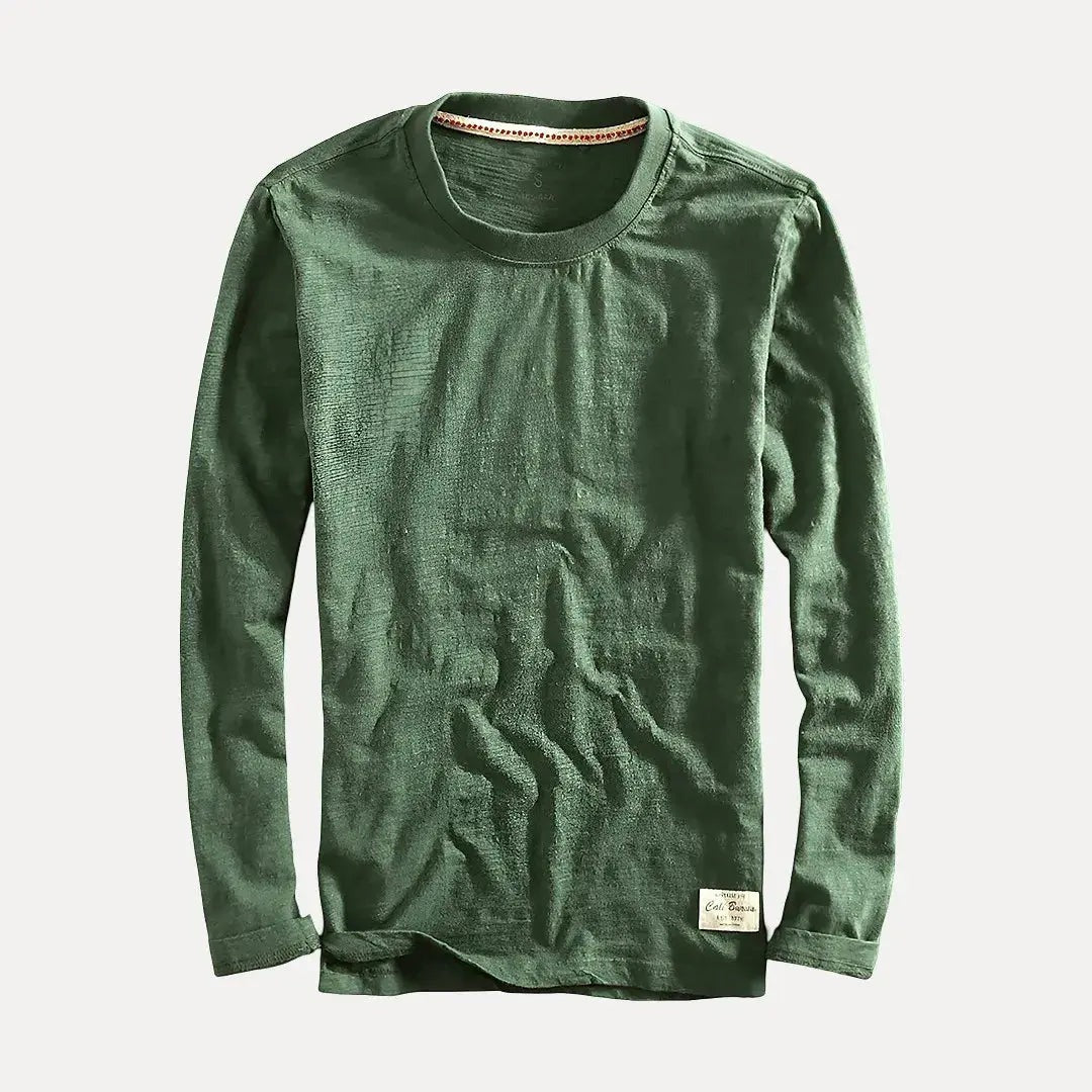 Crew Neck Long Sleeve T Shirt - Alpine Green