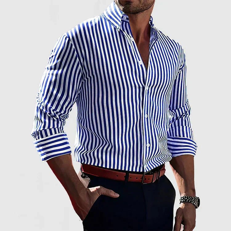 Men's Slim Striped Shirt - Blue