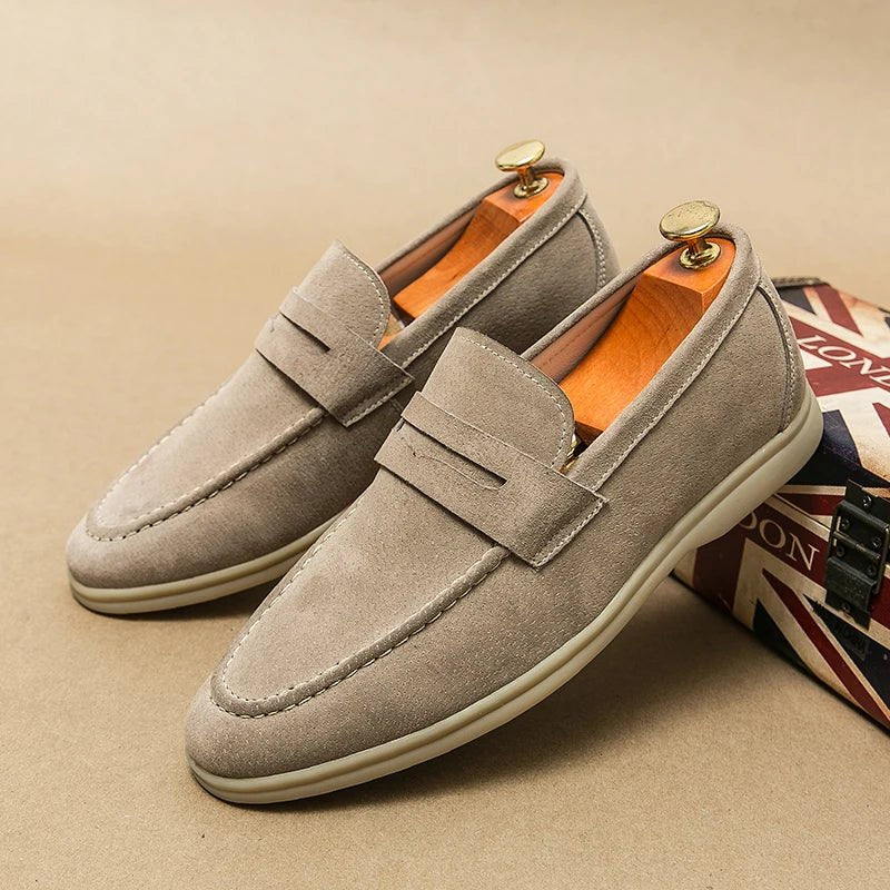 Men's Suede Slip-On Penny Loafers - Khaki