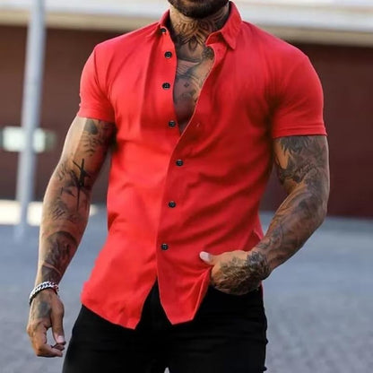 Slim Fit Short Sleeve Shirt - Red