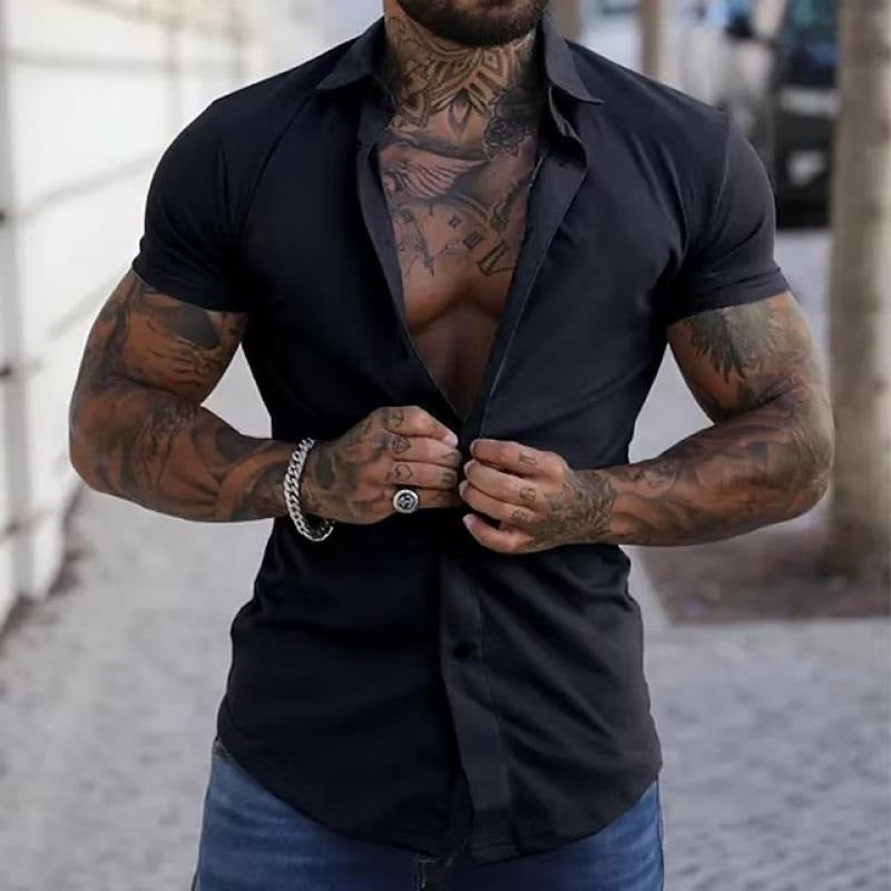 Slim Fit Short Sleeve Shirt - Black
