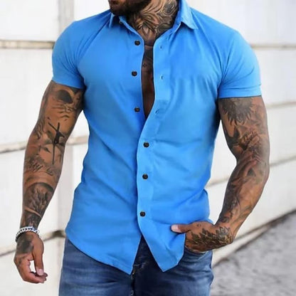 Slim Fit Short Sleeve Shirt - Royal Blue
