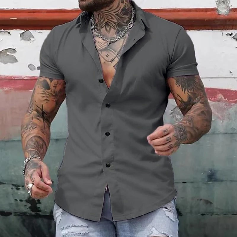 Slim Fit Short Sleeve Shirt - Gray