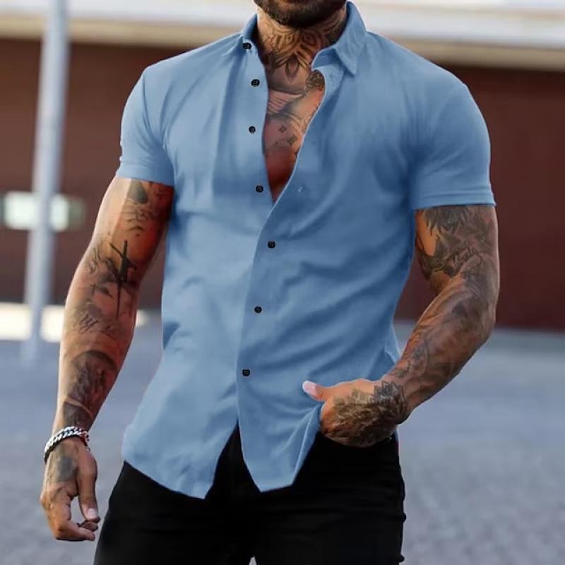 Slim Fit Short Sleeve Shirt - Light Blue