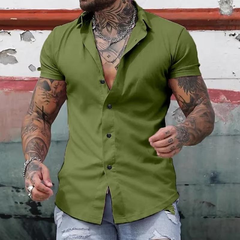 Slim Fit Short Sleeve Shirt - Green