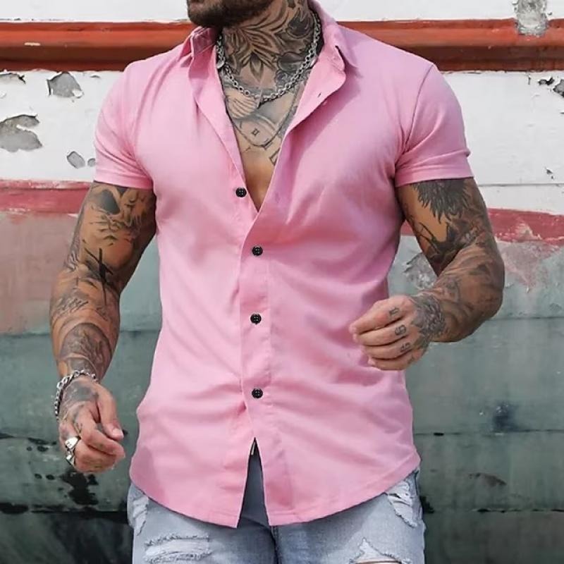 Slim Fit Short Sleeve Shirt - Pink