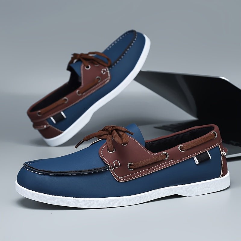Men's Leather Boat Shoes - Blue