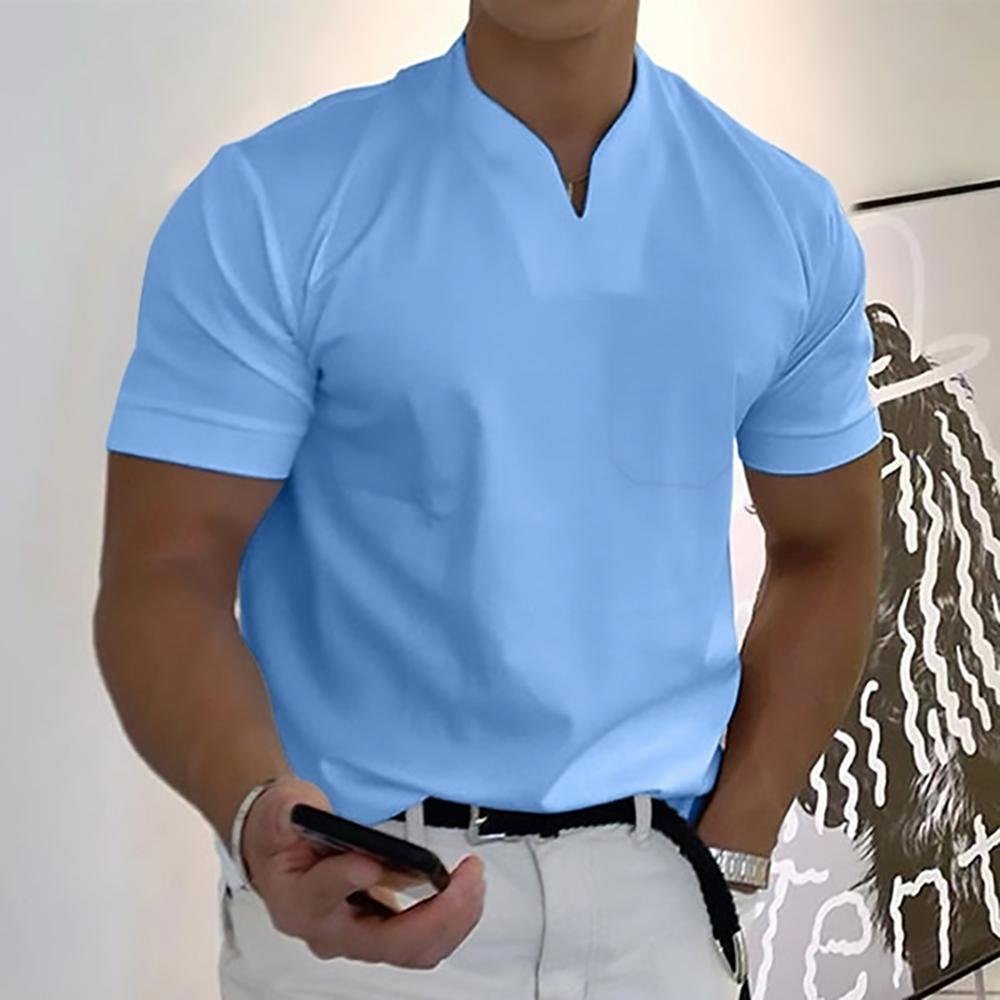 Men's Slim V-Neck T-Shirt - Light Blue