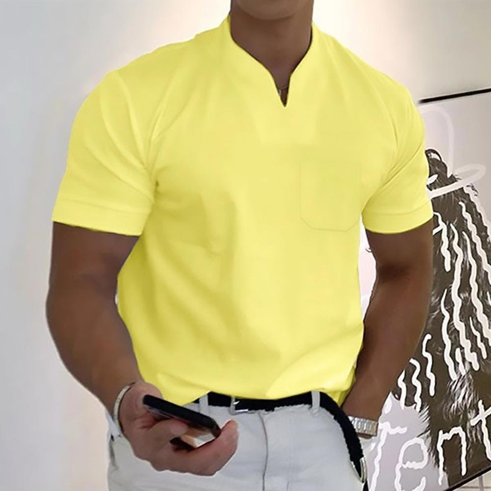 Men's Slim V-Neck T-Shirt - Yellow