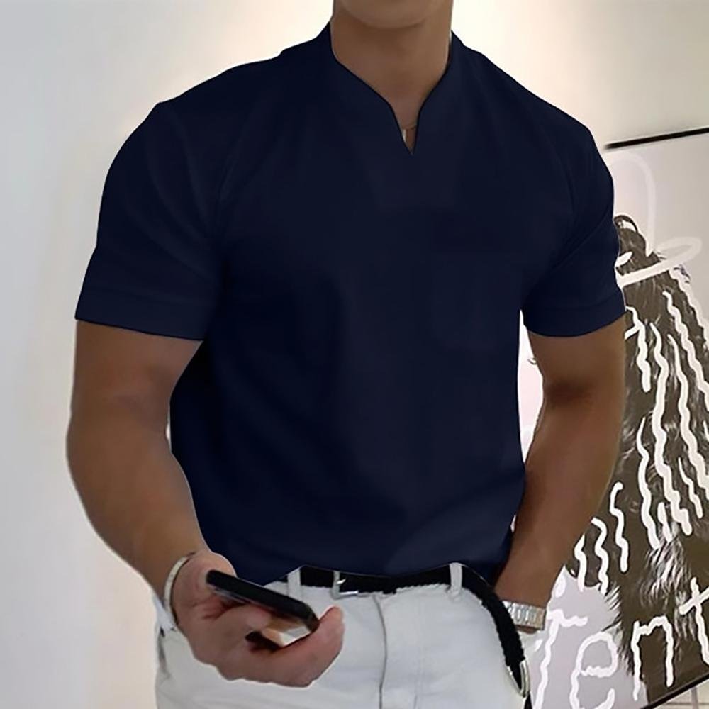 Men's Slim V-Neck T-Shirt - Dark Blue