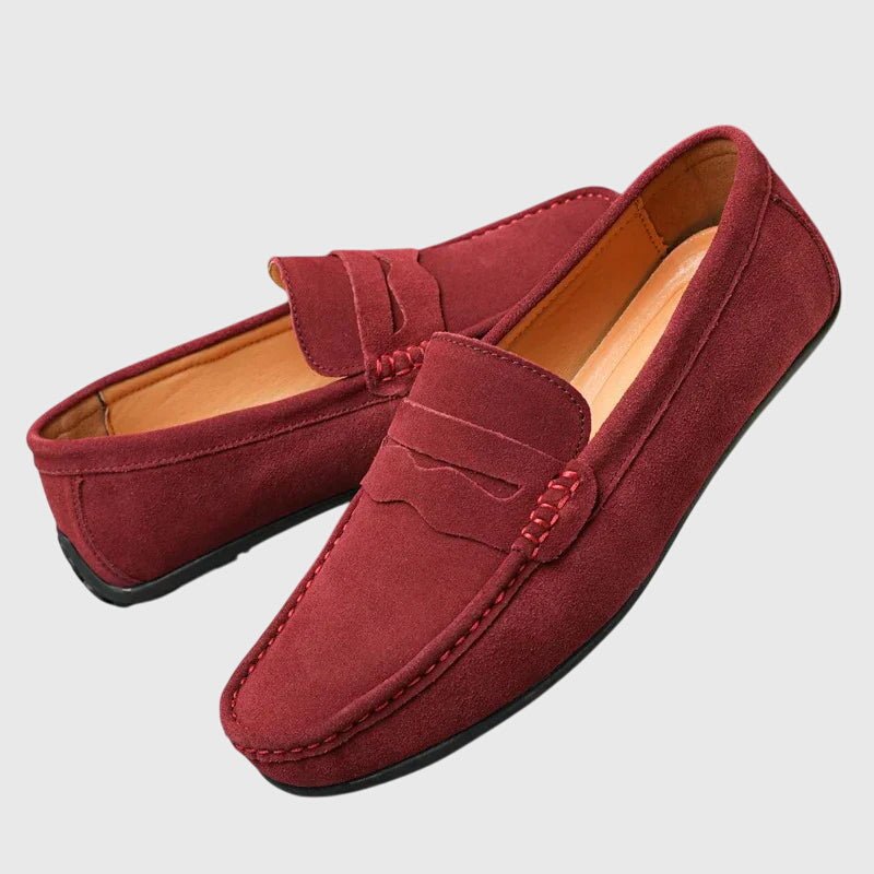 Men's Suede Penny Loafers - Maroon
