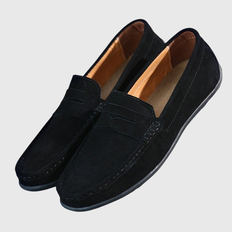 Men's Suede Penny Loafers - Black