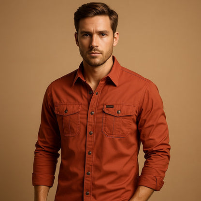 Long Sleeve Utility Shirt - Red