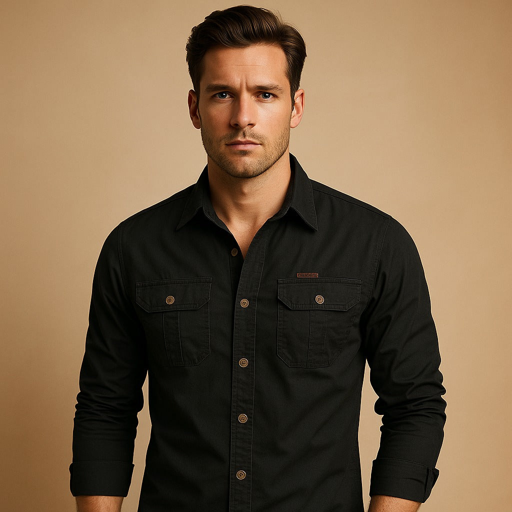 Long Sleeve Utility Shirt - Black