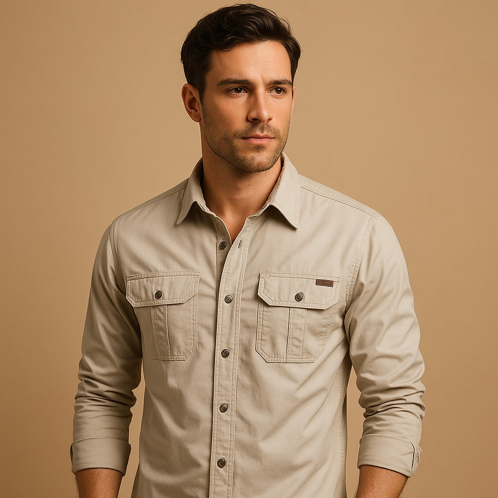 Long Sleeve Utility Shirt - White
