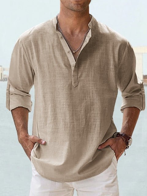 Men's Beach Henley Shirt - Khaki