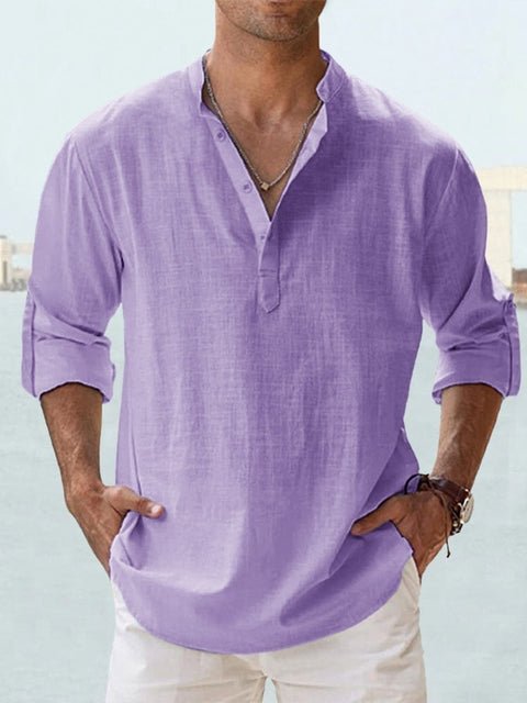 Men's Beach Henley Shirt - Purple