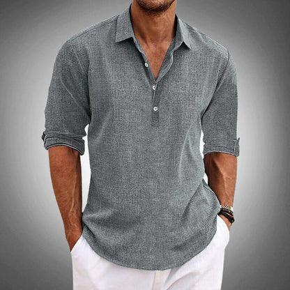 Casual Henley Shirt - Gray