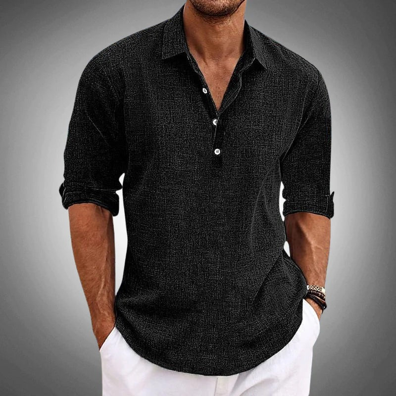 Casual Henley Shirt - Black