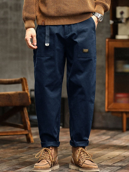 Straight Leg Cargo Pants - Navy Blue