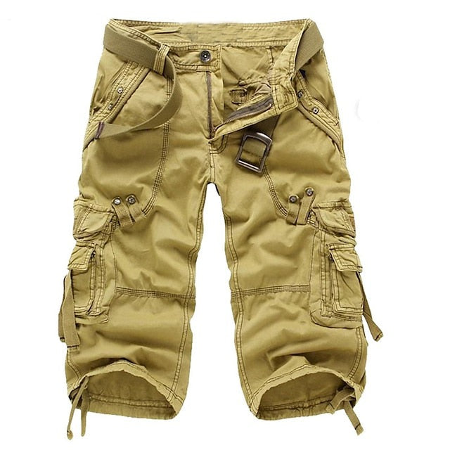 Knee Length Cargo Shorts - Yellow