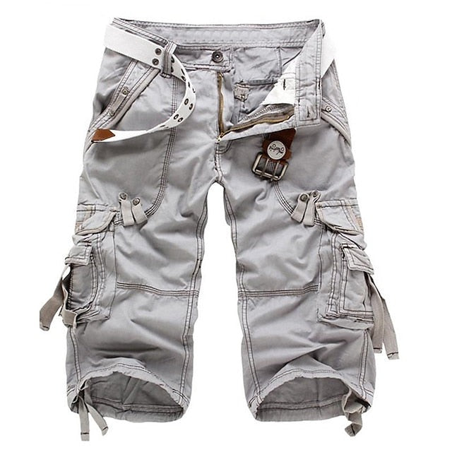 Knee Length Cargo Shorts - Gray