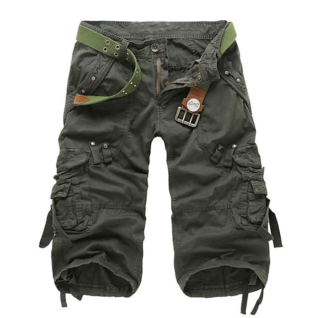Knee Length Cargo Shorts - Army Green