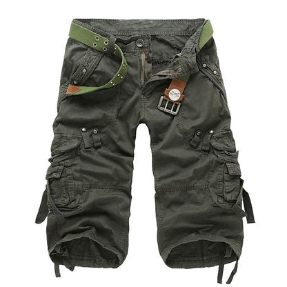 Knee Length Cargo Shorts - Army Green